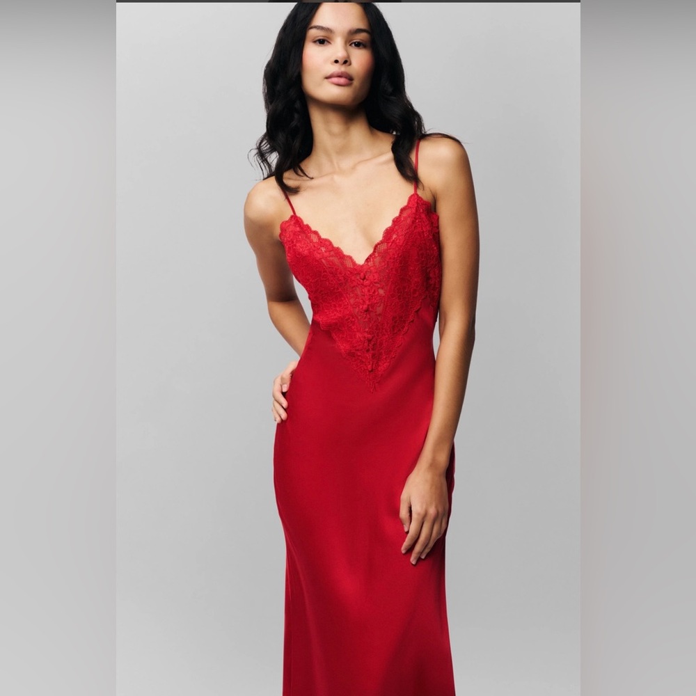 Danielle Guizio Red Lace Chemise